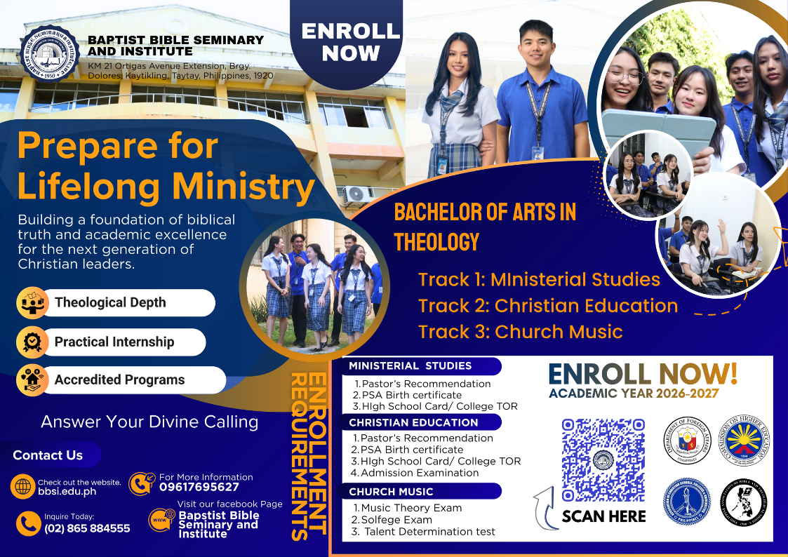 Prepare for Lifelong Ministry: Enroll Now for A.Y. 2026-2027! ๐๐